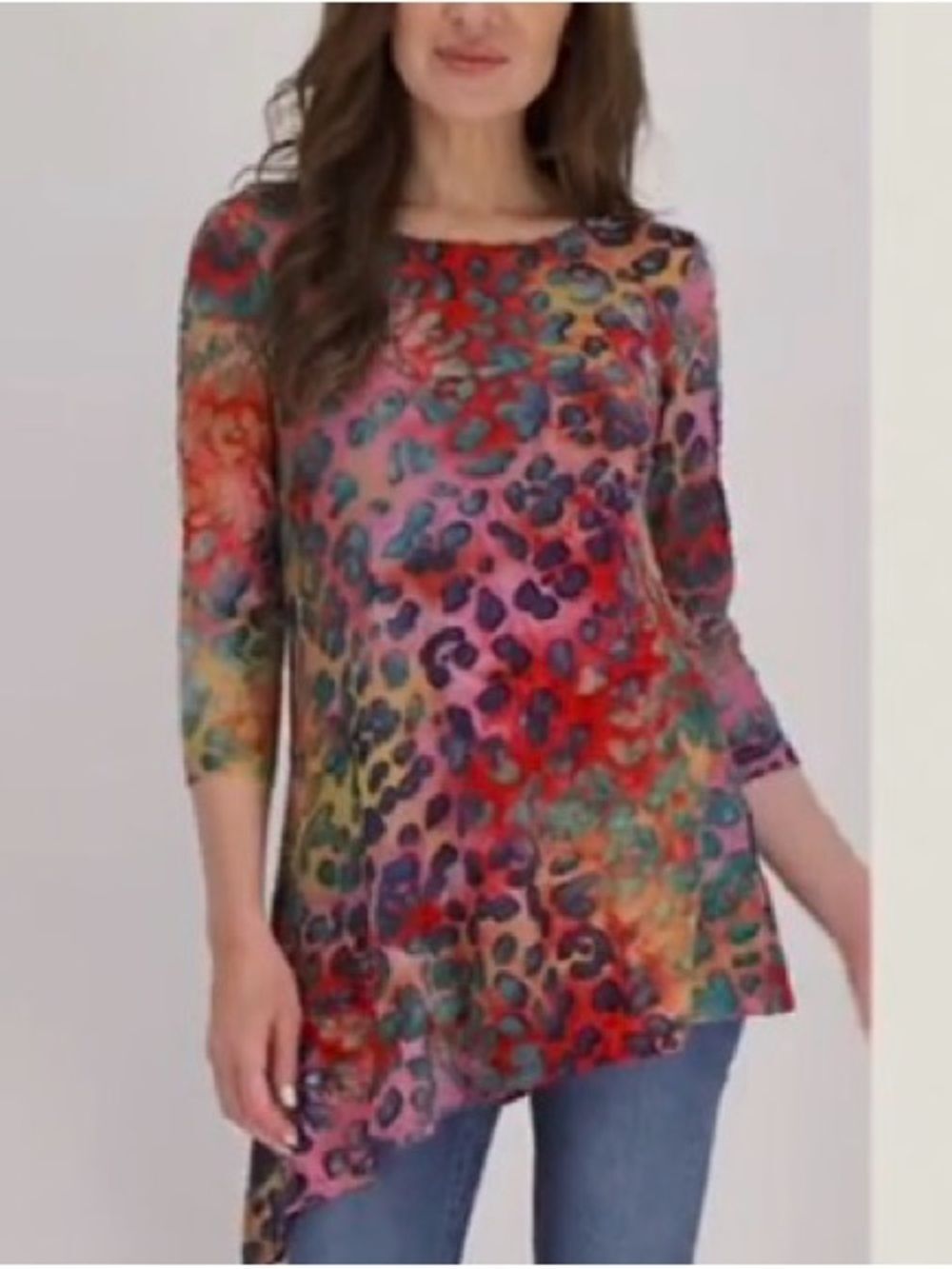 Attitudes by Renee Burnnout Tie Dye Asymmetric Tunic